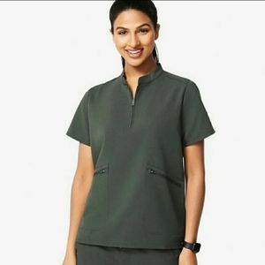 Figs Moss Nata zip Henley top